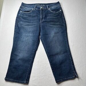 CODE BLEU Womens Jeans Capris Cropped Blue Denim Size 10/29 Ankles Split